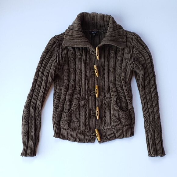 Cottagecore Brown Chunky Knit Cardigan Wooden Toggles Youth Med - Picture 4 of 6